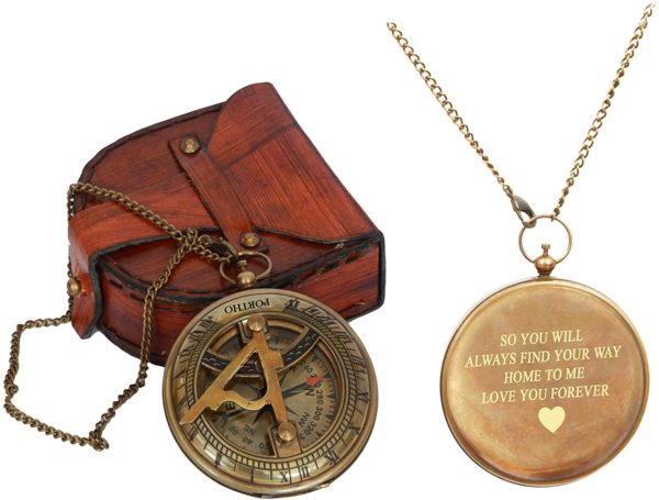Sundial Compass with Leather case
