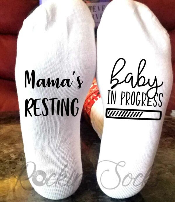 Mama's Resting Baby In Progress Socks